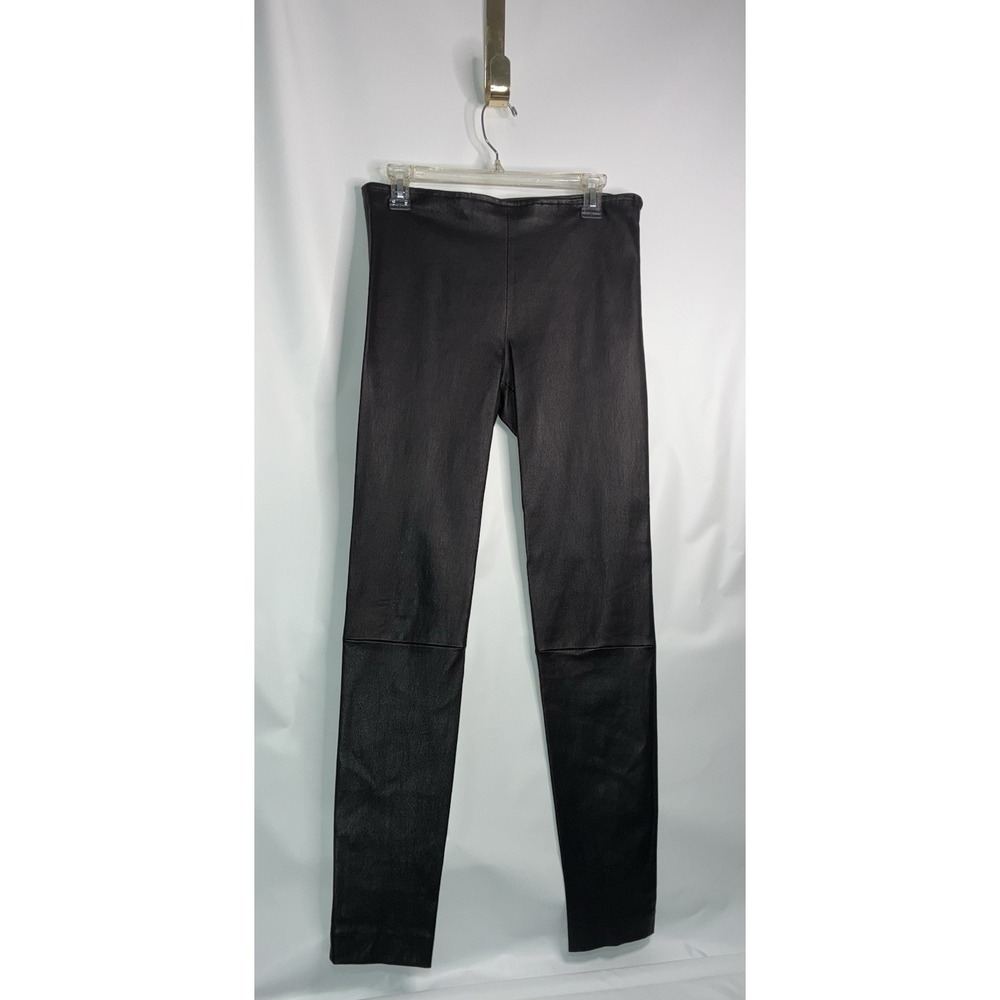 The Row Legging Pants Women's 100% Lambskin Black Size Large Side Zip High Rise